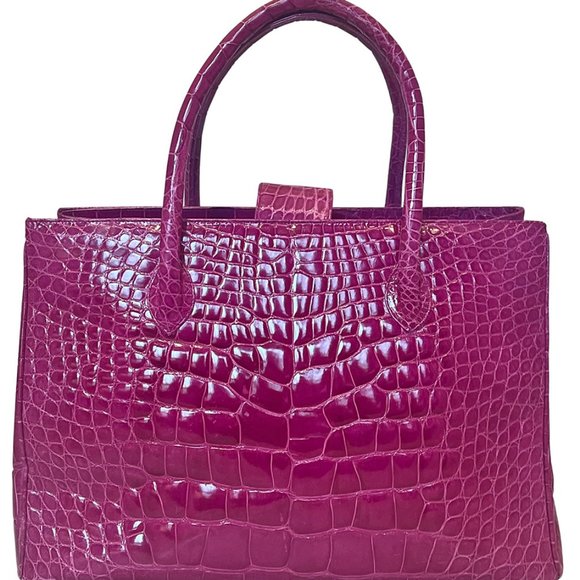 Alexandra Knight Magenta Glazed Alligator Georgia Tote Bag - Picture 8 of 8